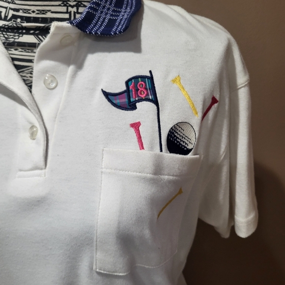 Vintage Karen Scott White Golf Embroidered Polo Small Petite - Picture 1 of 3